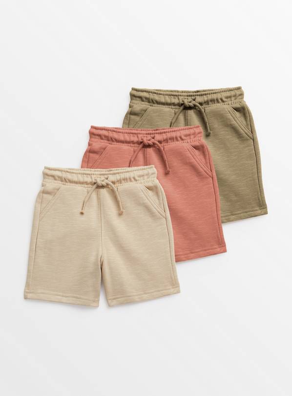 Neutral Slub Jersey Shorts 3 Pack 1-2 years